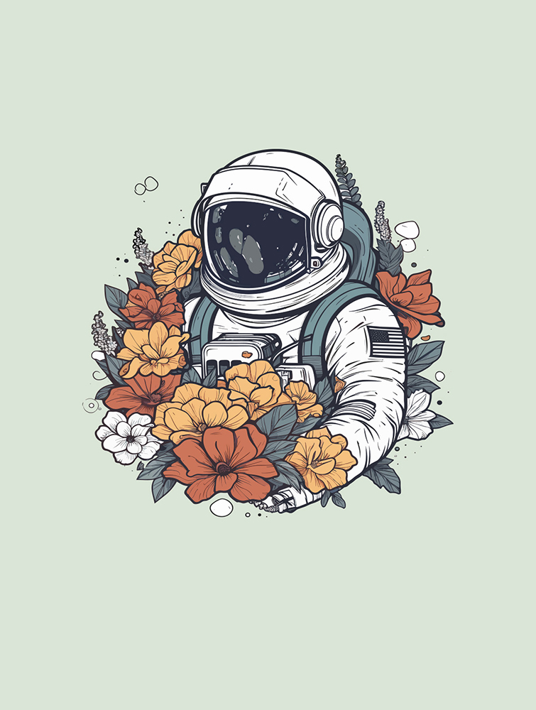 Astronaut floral graphic