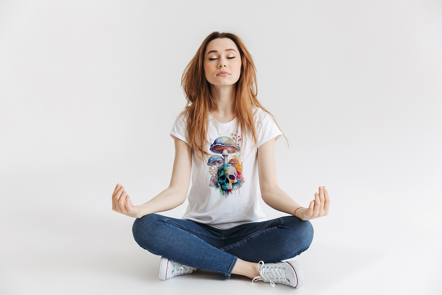 Mushroom skull graphic tee